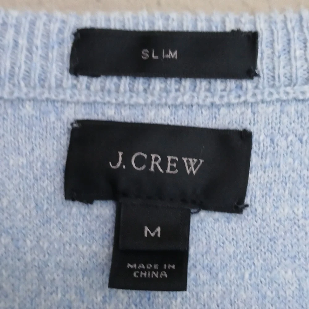 J Crew Men Slim Sweater Crewneck Pullover Size Medium Blue Cotton Raglan  C8445